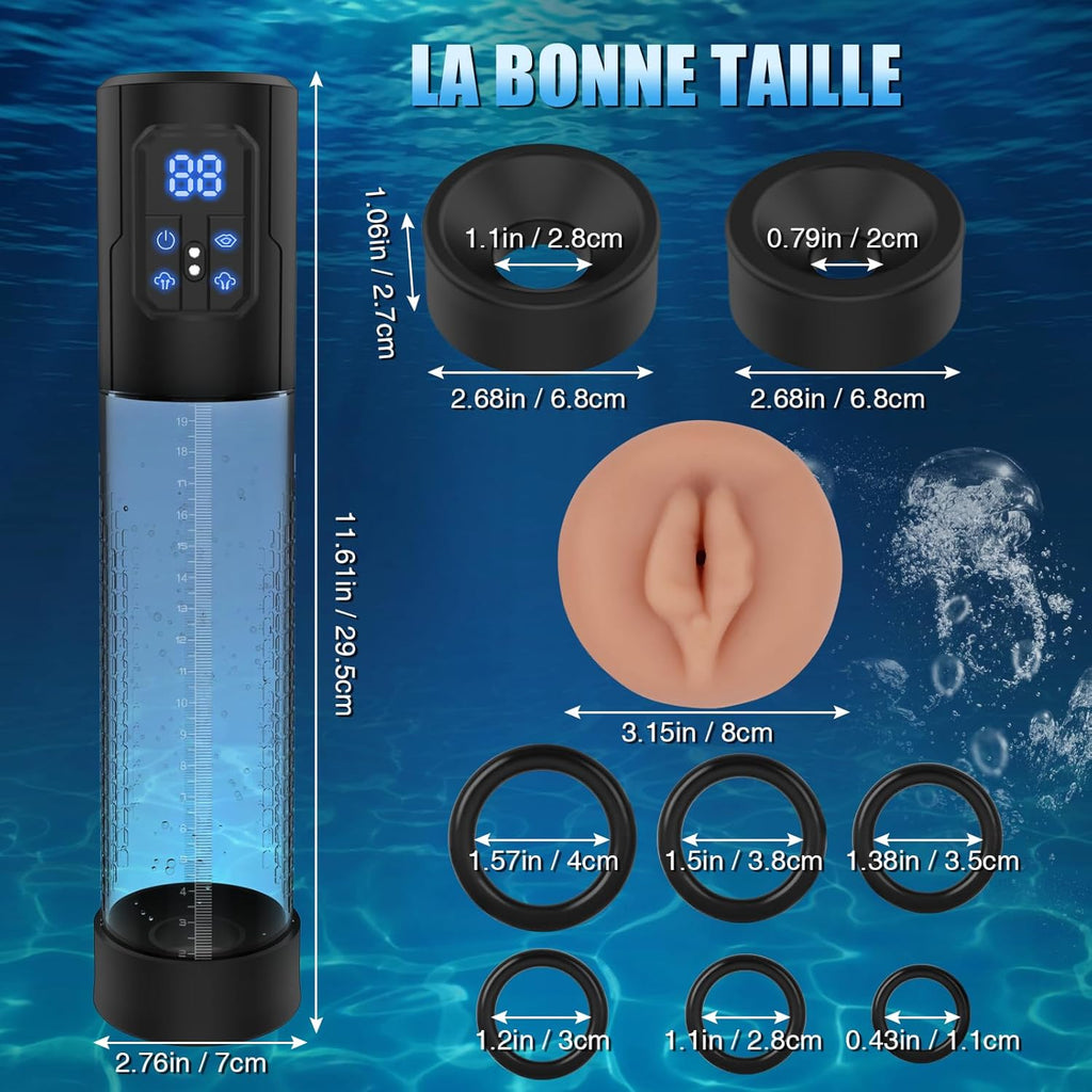 Pompe à Pénis Sex Toys Homme Masturbeuse - Jouets Sexuels pour la Masturbation Masculine,Sextoy Pompe à Vide Extender avec 4 Modes D'aspiration, Jouet Adulte avec Anneau de Bite et Vagin Réaliste