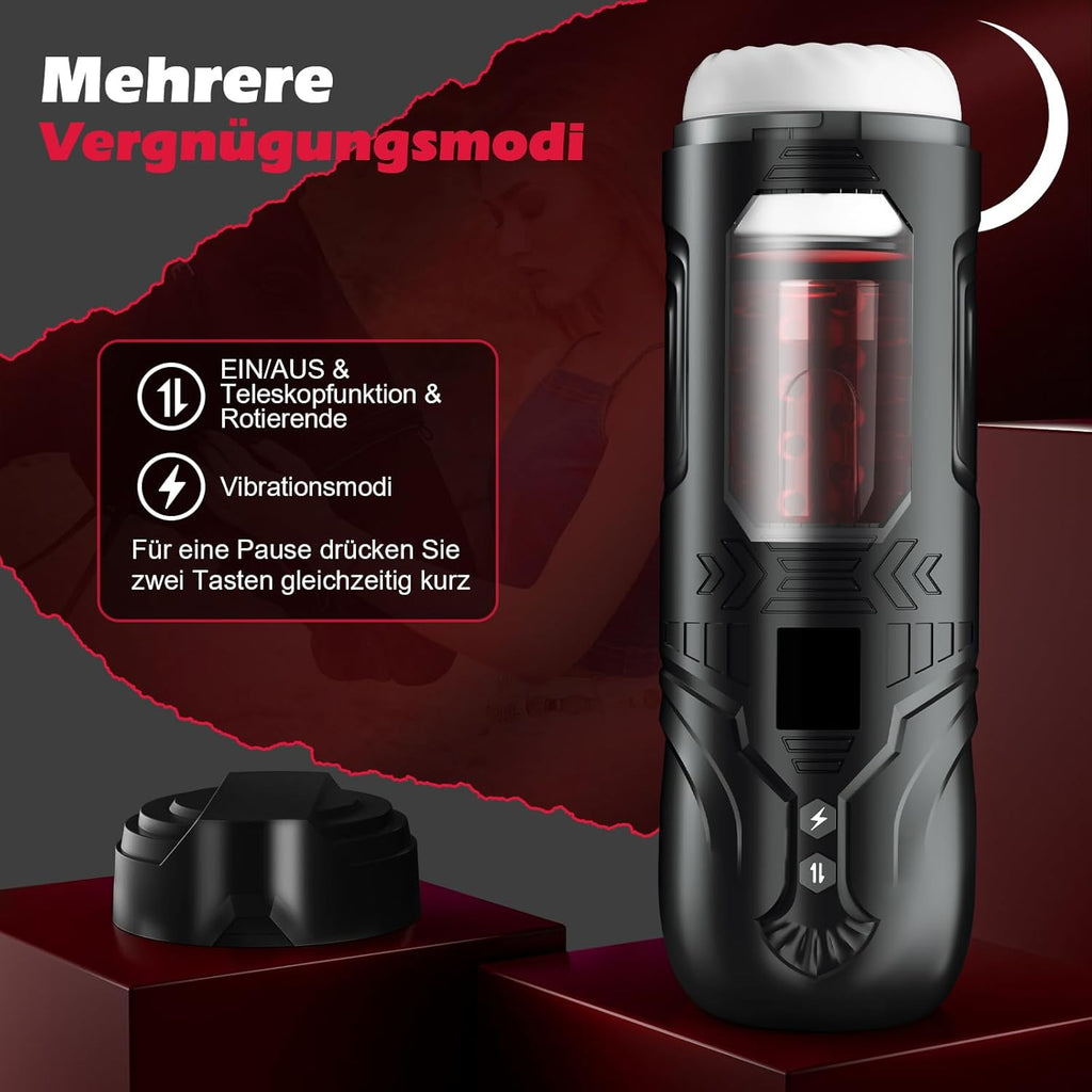 Masturbateur Électrique pour Homme, Jouet Sexuel pour Homme Solo avec 7 Modes de Poussée et de Rotation, 3 en 1 Masturbateur de Poche pour Pénis et Chatte Jouets Sexuels pour Homme