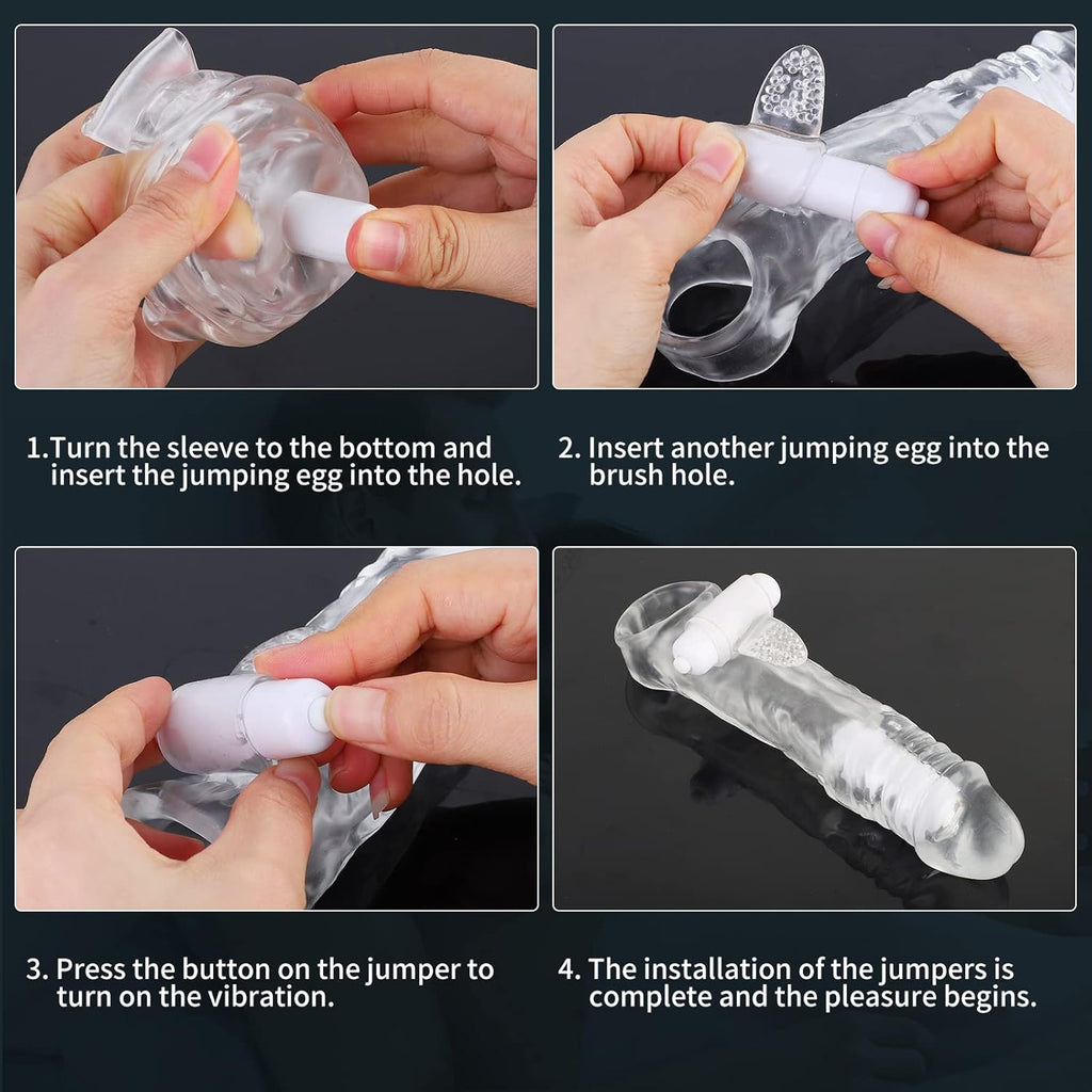 Gaines Pour Pénis, Extenseur De Pénis avec Vibrateur Pénis Anneau, Jouets Sexuels Manchon Pénis pour Améliorer l'érection et retarder l'éjaculation, Sex toys for Homme