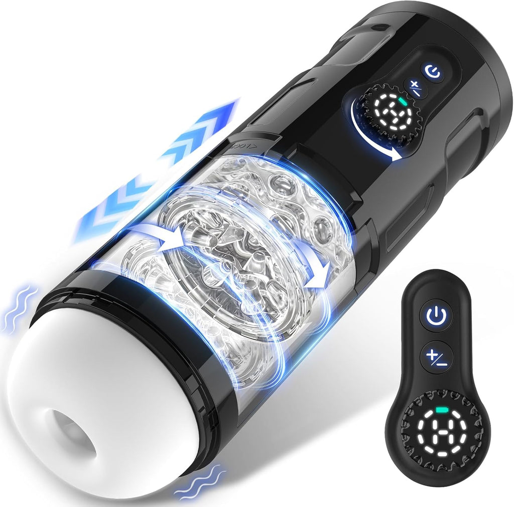 Masturbeuse Homme Sex Toys Masturbateurs Masculins avec 5 Modes Télescopique et Rotatif et 5 Modes de Vibration, Masturbateur Homme Vaginette Silicone Sextoy Homme