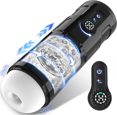 Masturbeuse Homme Sex Toys Masturbateurs Masculins avec 5 Modes Télescopique et Rotatif et 5 Modes de Vibration, Masturbateur Homme Vaginette Silicone Sextoy Homme