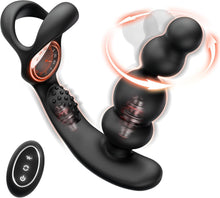 Charger l'image dans la galerie, 4 EN 1 Vibrant Masseurs de Prostate avec Anneau Pénien pour Couple, Vibromasseurs Sex Toys pour Stimulateur Testiculaire et Prostate Homme, Medical Silicone Penis Ring avec 3+10 Modes, Durable