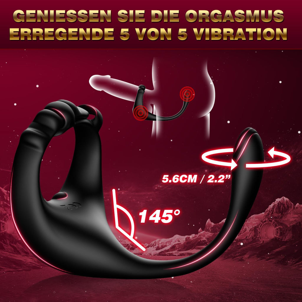 Plug Anale,Prostate Homme Sex ToyÌs Anals- Prostate Stimulant Vibrant avec 10 Modes, Gode Plug Anal Vibrant Anneau Vibrant PeÌnis Homme, Vibromasseurs Homme Ă  Distance Sextoy Homme Couple Plaisir