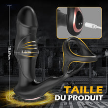 Charger l'image dans la galerie, Masseur de prostate 9 Vibration & 9 va-et-vient de billes & 9 tapotements avec cockring