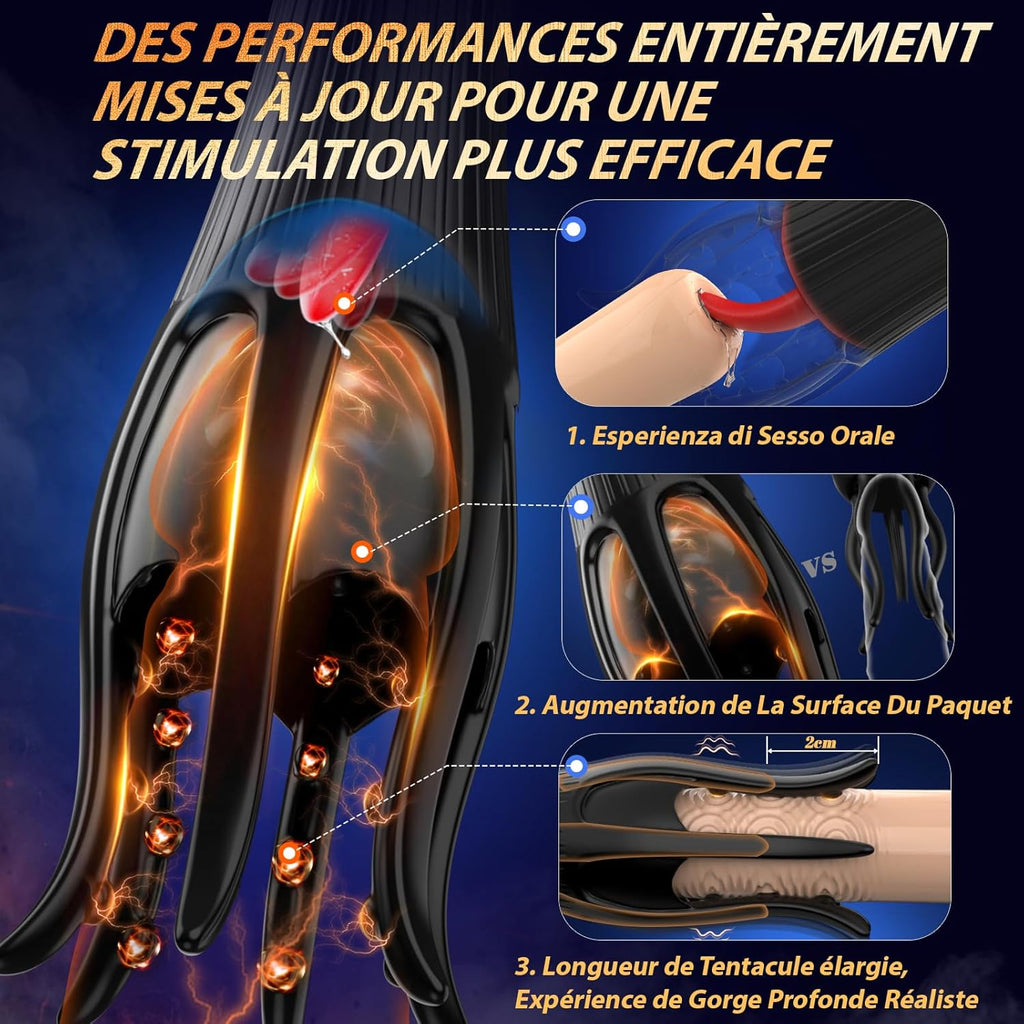 Masturbateurs Masculins Sex Toýs Homme, Tagnaff Masturbâteur Homme Mains Libres 10 Modes de Léchage et Vibration, Masturbateur Automatique Vibromasseur Sexetoyhomme 36 Pastilles de Massage Connexion