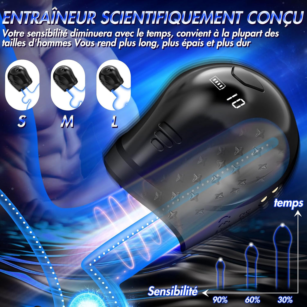 Vibromasseur Pour Pénis Sex Toys - Masturbateurs Masculins Avec écran LCD & 10 Modes de Vibration, Stimulateur de Glande à 360°, Appareils Masturbateurs Cup Sex Toýs Homme Sex Toys Pour Homme