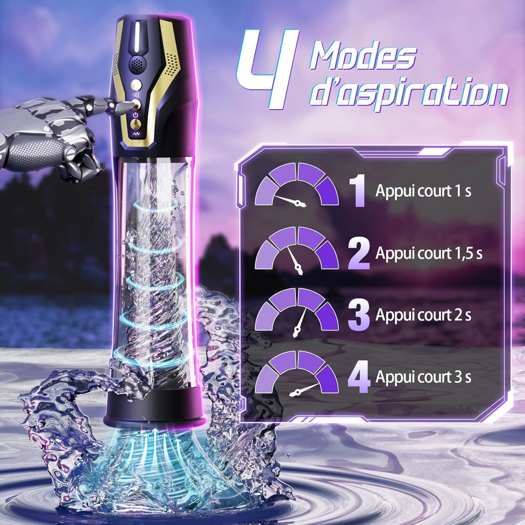 Pompes à Pénis Vaginette Masturbateur Automatique - Contrôle Vocal Pompe Penis Sex Toýs Homme avec 4 Modes d'aspiration & 4 Modes de Pompage, Masturbateurs Masculins Pompe a Penis Masturbeuse Homme