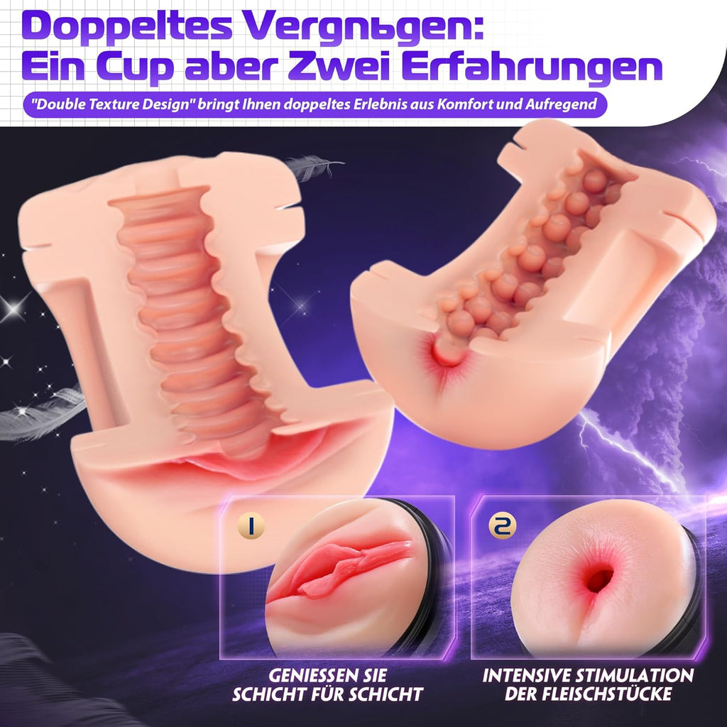 Masturbateurs Masculins Sex Toys Masturbeuse Homme, MasturbĂąteur Homme Mains Libres avec 7 Modes de Vibration, 2 Moteurs Masturbateur Vaginette Sextoy Homme