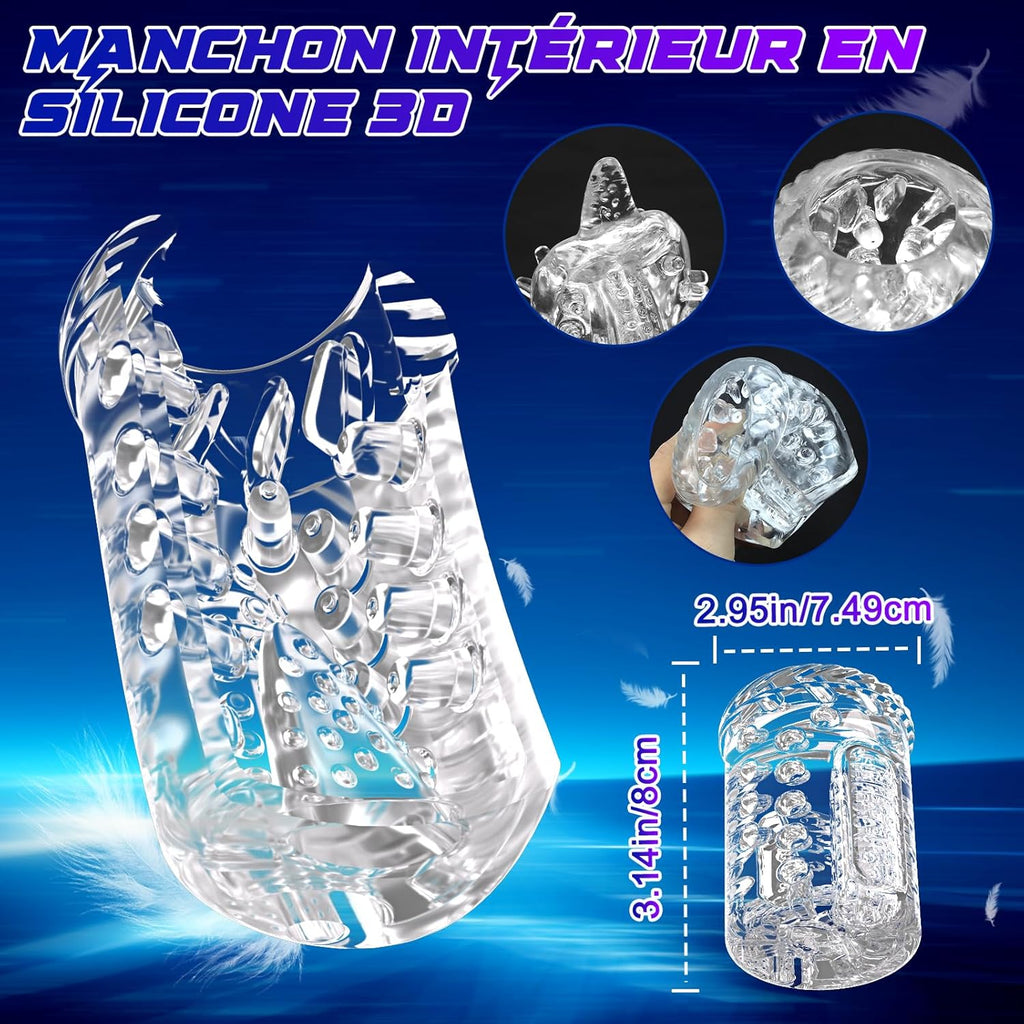 Masturbateurs Masculins Sex ToyÌs Homme - Masturbateur Homme LED Sex Toys avec 7 PoussĂ©es & Rotations & Vibration Masturbateur Homme 3D Vaginette Ultra RĂ©aliste