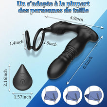 Charger l'image dans la galerie, 3 EN 1 Masseurs de Prostate Vibrant avec Anneau Pénien, Vibrateur Anal Télécommandé, Plug anal gode vibrateur avec 10 modes de poussée vibrant portabl Pour Couple