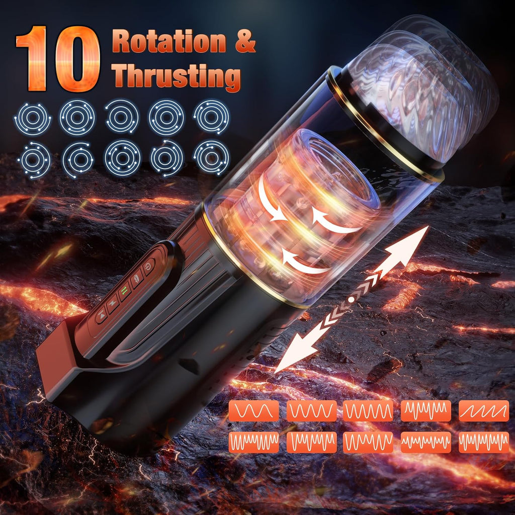 Sex Toys Masturbeuse Homme Mains Libres - Masturbateurs Masculins Plaisir avec 4 Modes de Succion et 10 Modes de Rétractation et de Rotation, Automatique Sextoyse pour Gay Couples, Anneau Penien
