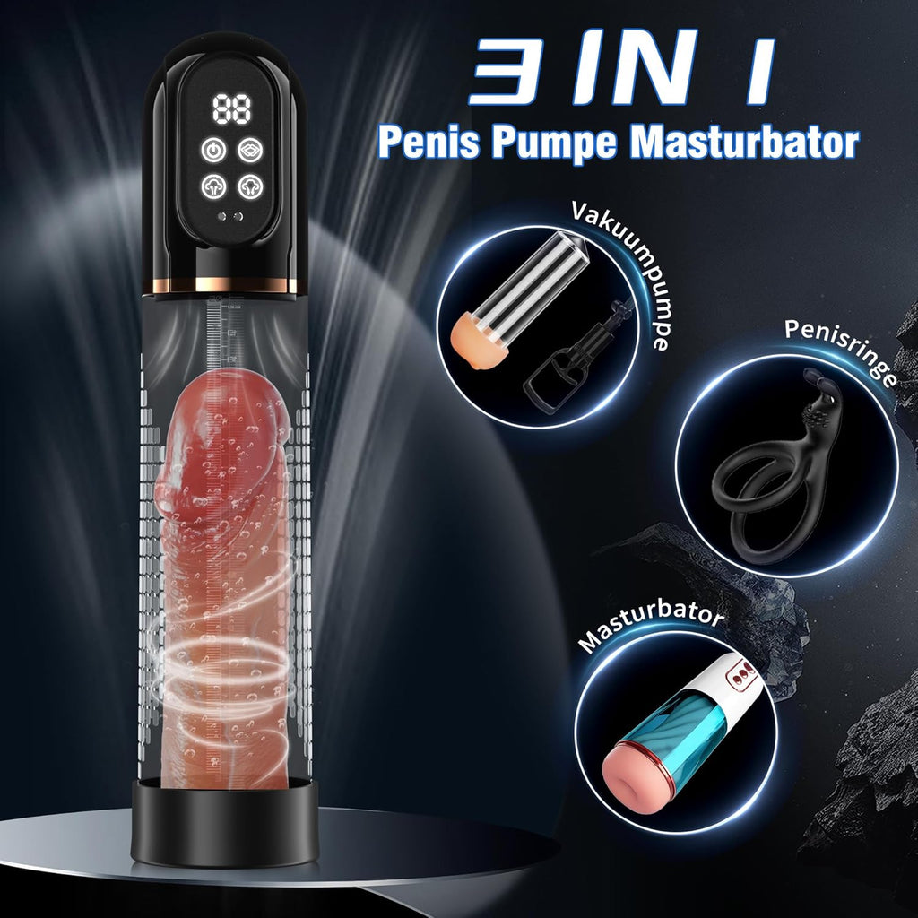 Pompe à Pénis Sex Toys Homme Masturbeuse, Jouet Adulte pompe à vide électrique pour pénis avec chatte de poche 4+3 modes d'aspiration, Sextoy Pompe à Vide Extender avec 2 anneaux en silicone