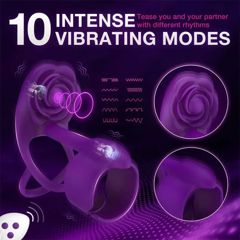 Anneaux péniens en silicone Vibrateur avec 10 modes de vibration