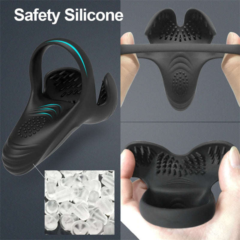 Vibromasseur Penis en Silicone avec Anneau Pénien et 10 Modes de Vibration