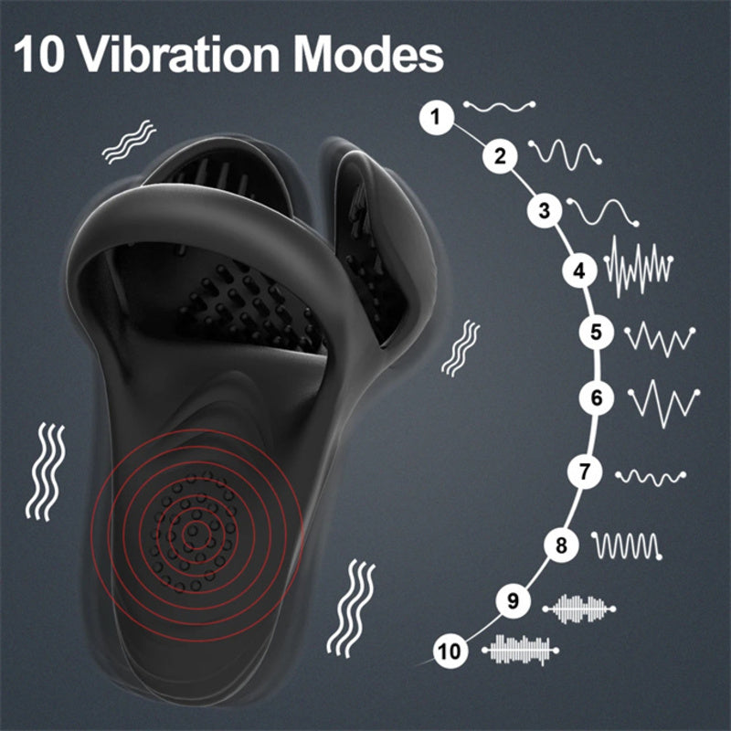 Vibromasseur Penis en Silicone avec Anneau Pénien et 10 Modes de Vibration