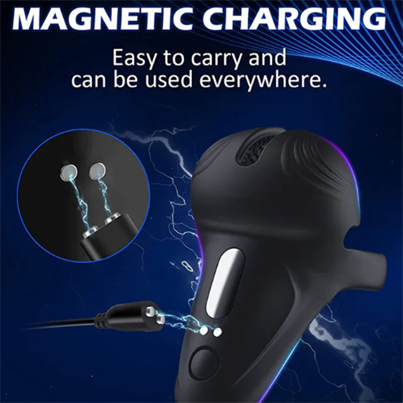 Vibromasseur Penis en Silicone avec Anneau Pénien et 10 Modes de Vibration