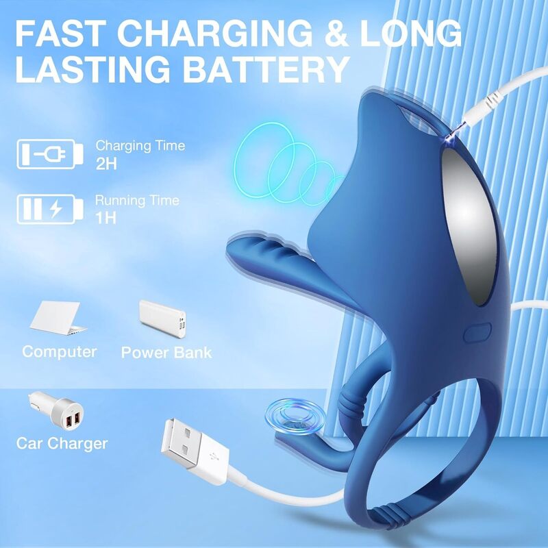 Vibrateur 4 en 1 anneau pénien, Vibrateur Anneau Pénien avec 5 Modes de Vibration, avec App