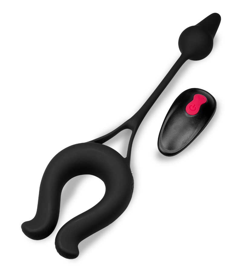 Anneau vibrant avec plug anal Lucifer