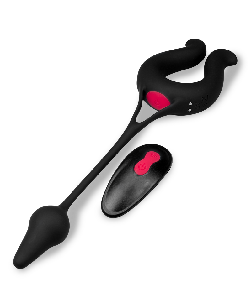 Anneau vibrant avec plug anal Lucifer