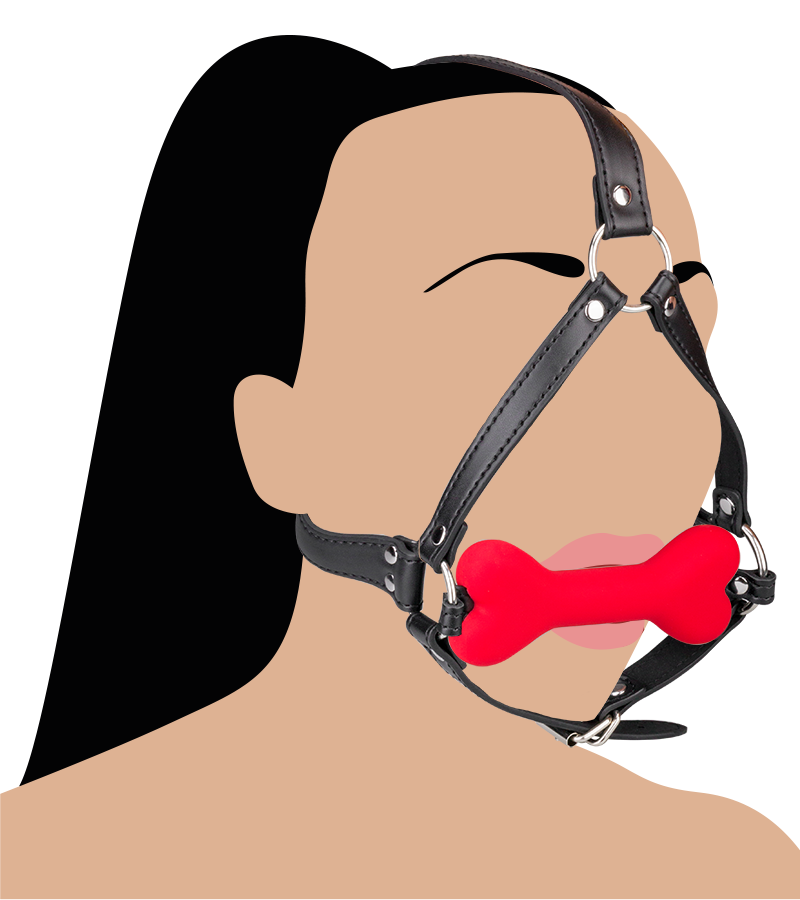 Bâillon harnais avec os en silicone 12,3cm Puppy Play