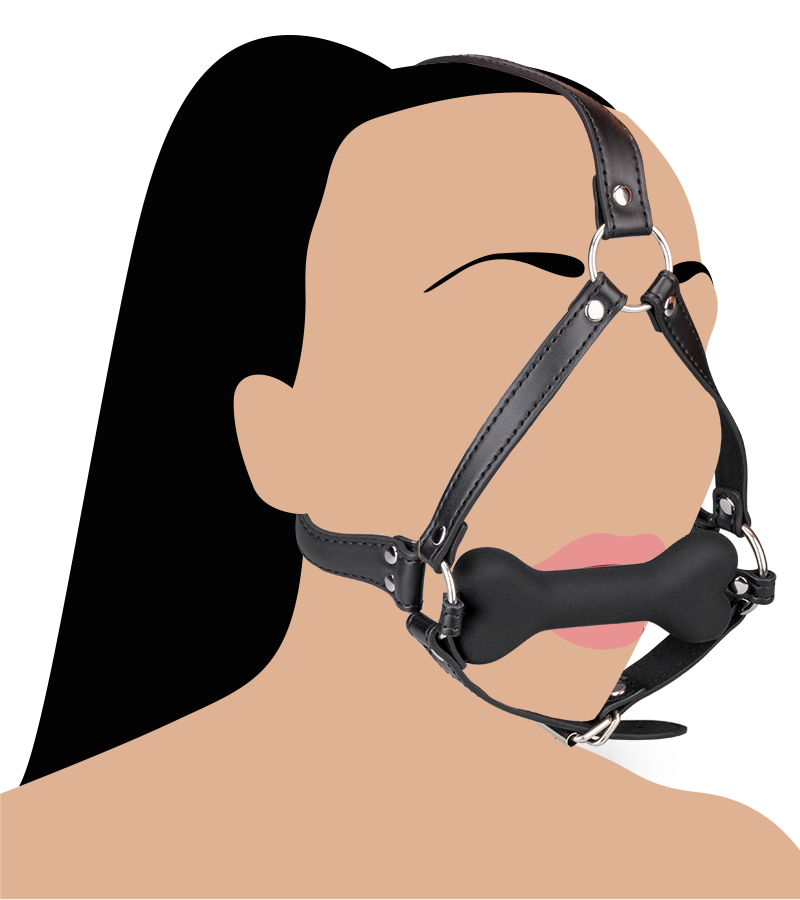 Bâillon harnais avec os en silicone 12,3cm Puppy Play