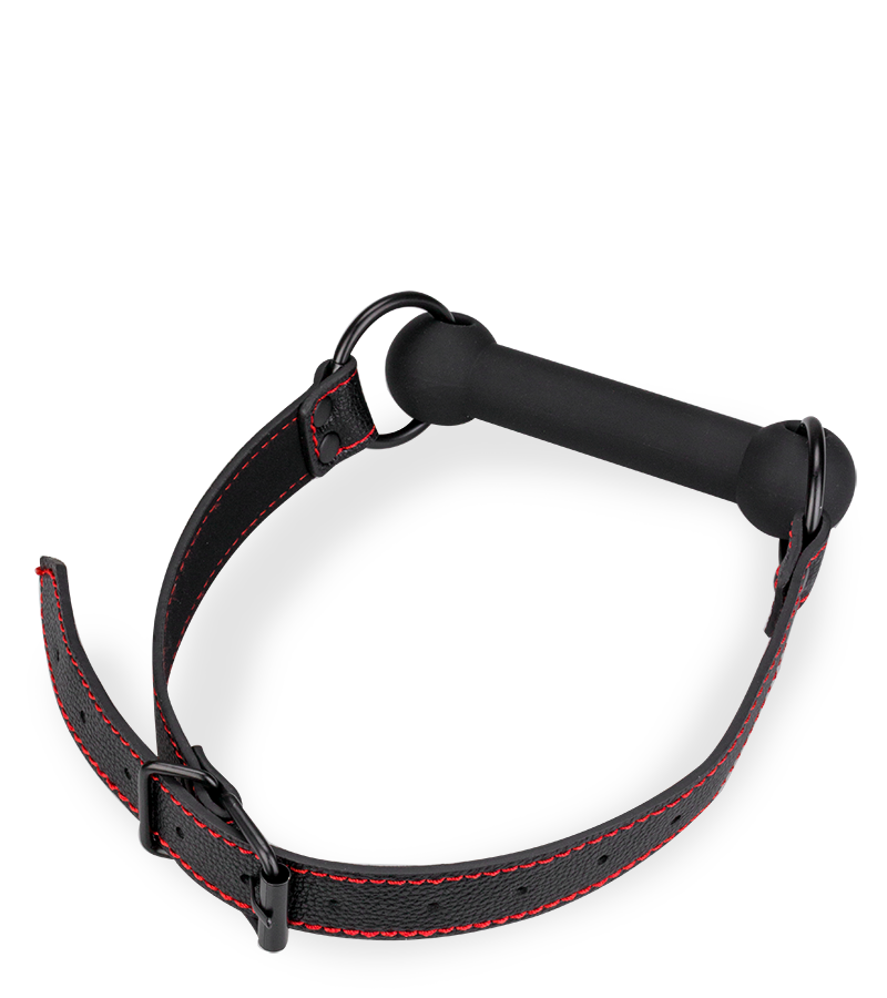 Bâillon mors en silicone et similicuir