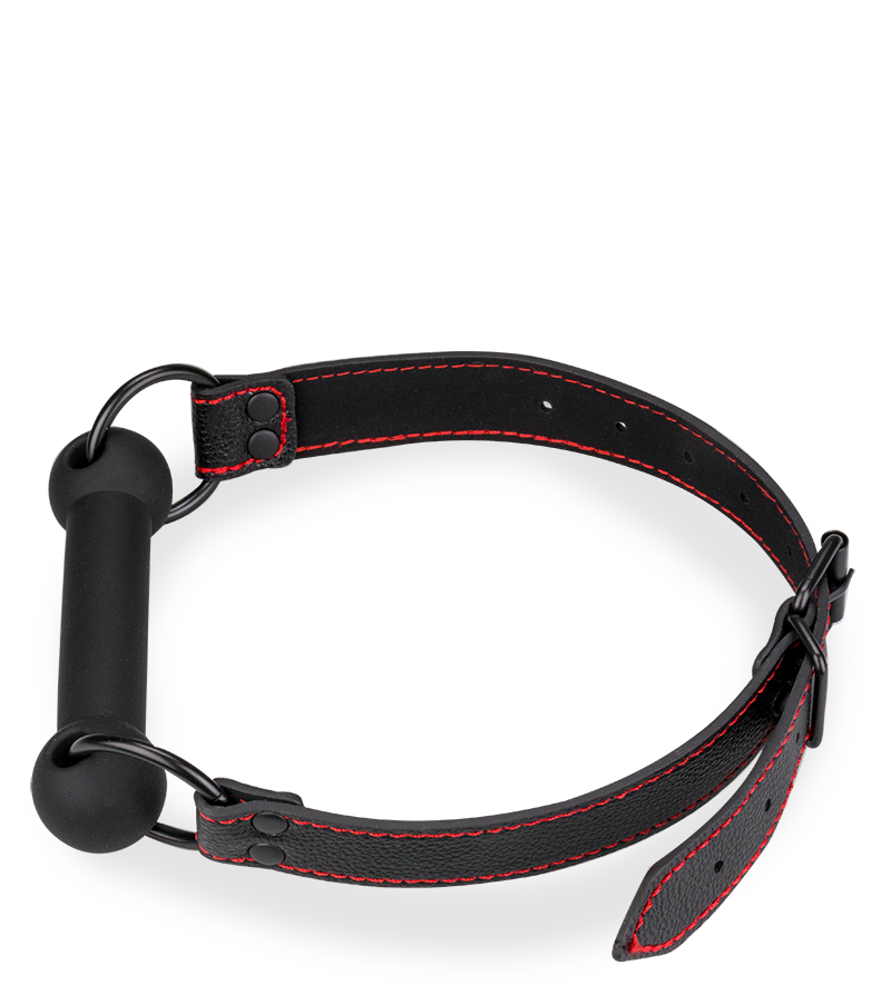 Bâillon mors en silicone et similicuir