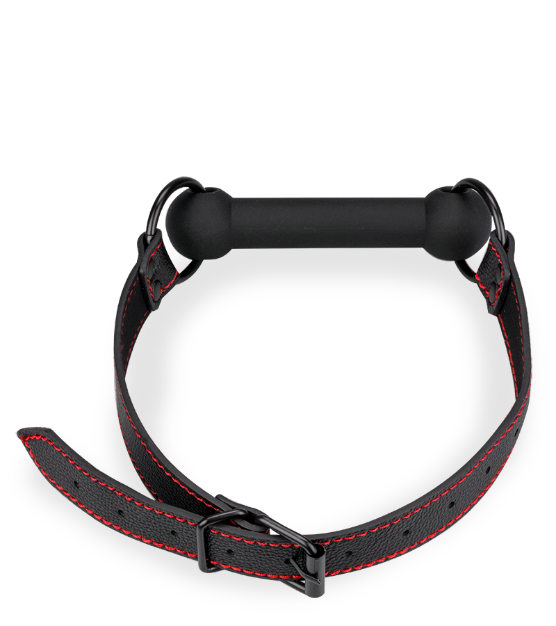 Bâillon mors en silicone et similicuir