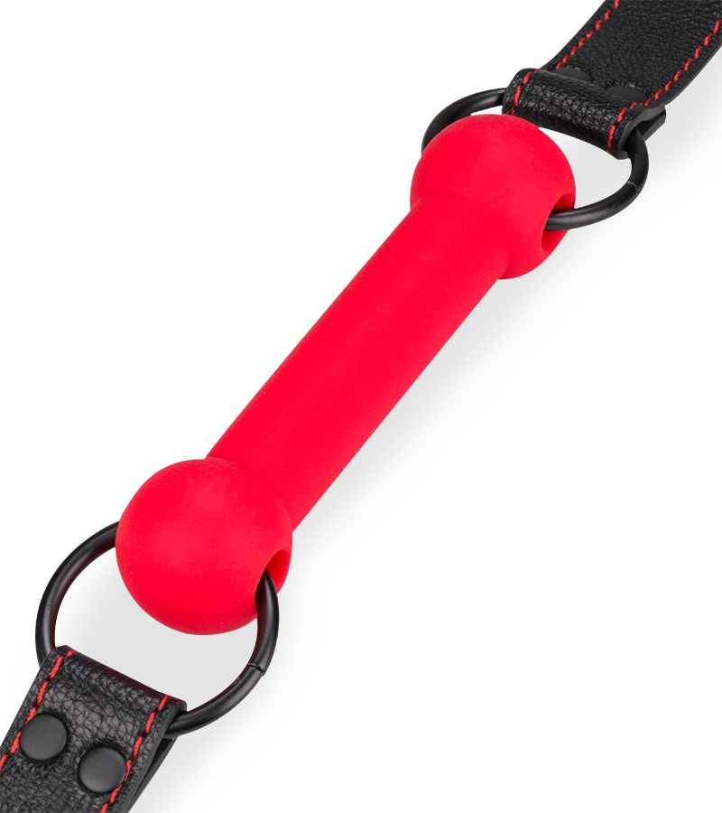 Bâillon mors en silicone et similicuir