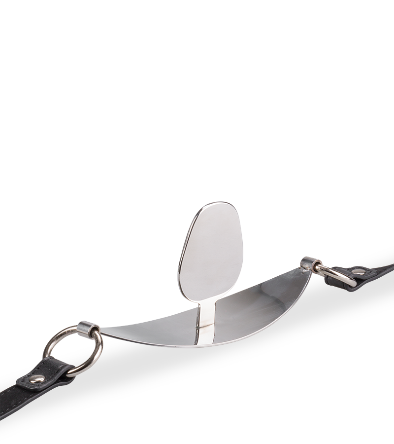 Bâillon plat en métal et similicuir