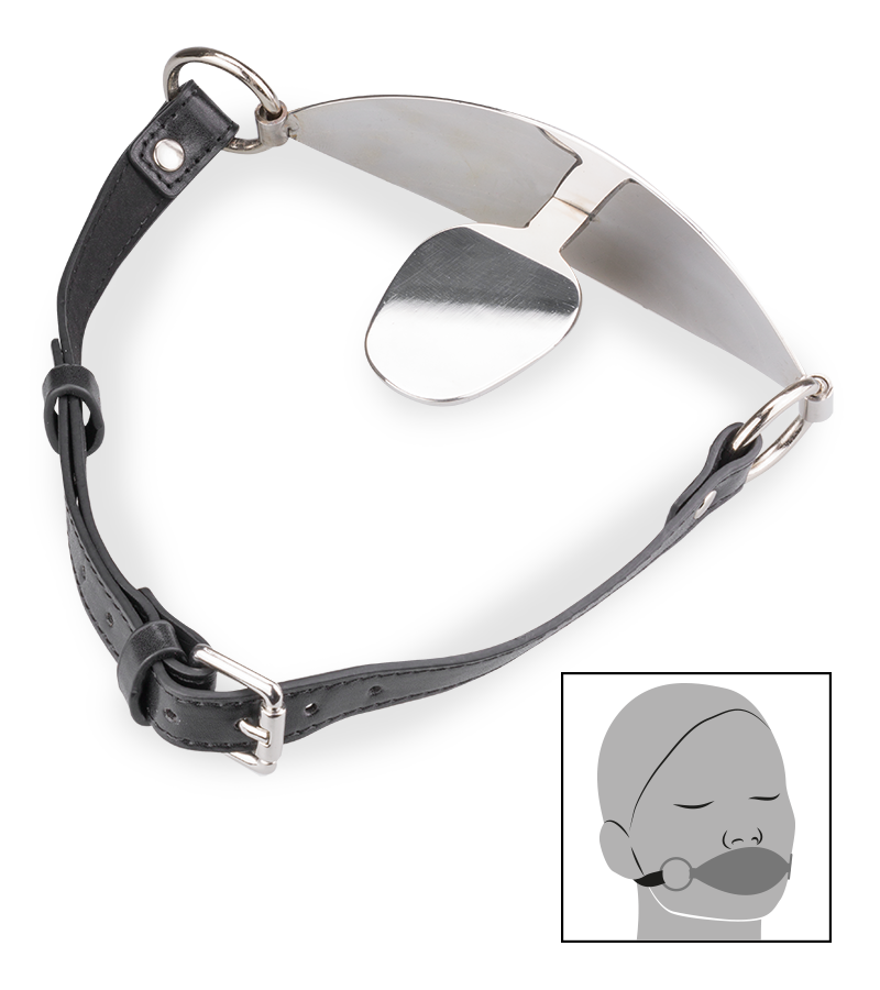 Bâillon plat en métal et similicuir