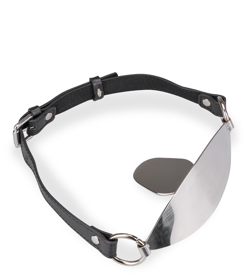 Bâillon plat en métal et similicuir