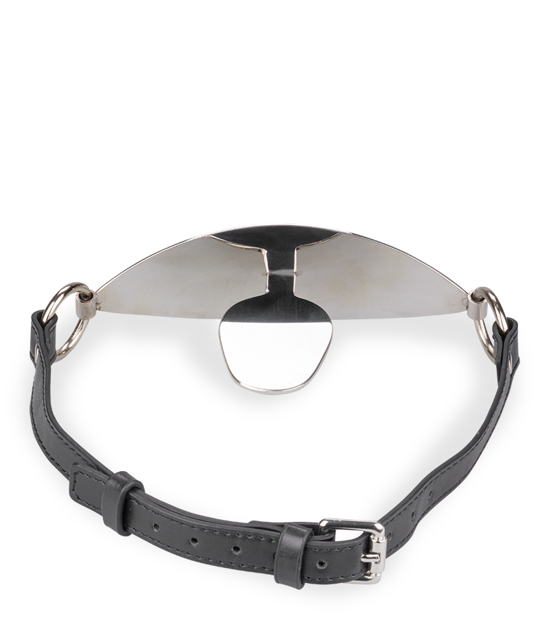 Bâillon plat en métal et similicuir