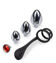 Charger l'image dans la galerie, Bijou anal double anneau cockring avec 3 plugs