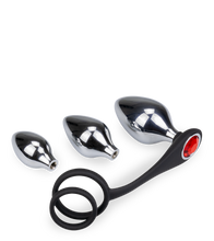 Charger l'image dans la galerie, Bijou anal double anneau cockring avec 3 plugs