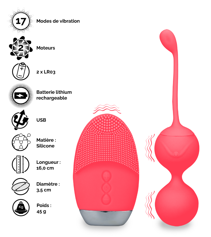 Boules de geisha et télécommande vibrantes Bounce