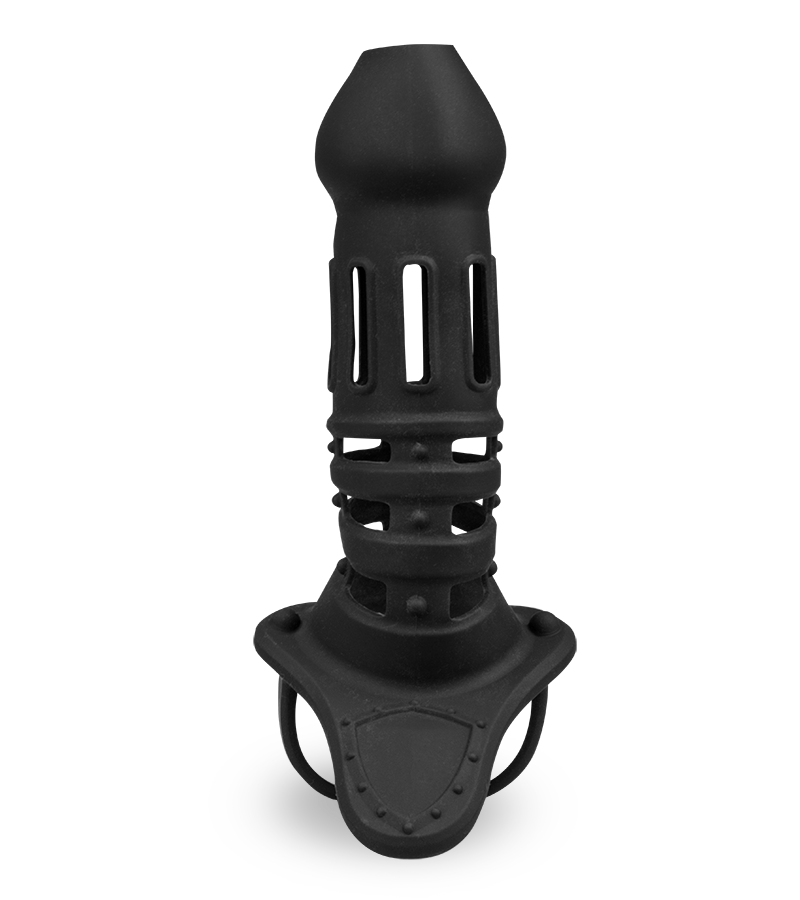 Cage à penis silicone noire Armure Samouraï