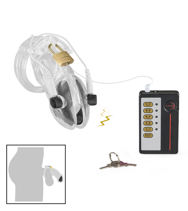 Cage chasteté électro stimulation transparente