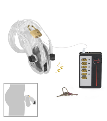 Cage chasteté électro stimulation transparente