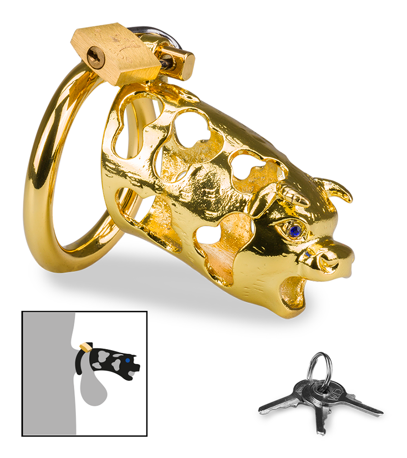 Cage de chasteté pénis astrologie chinoise Buffle Doré