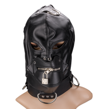 Charger l'image dans la galerie, Cagoule BDSM avec fermeture éclaire pour la bouche et cadenas
