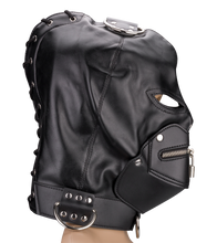 Charger l'image dans la galerie, Cagoule BDSM avec fermeture éclaire pour la bouche et cadenas