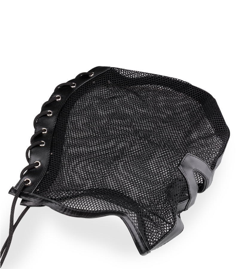 Cagoule BDSM en résille avec ouverture buccale