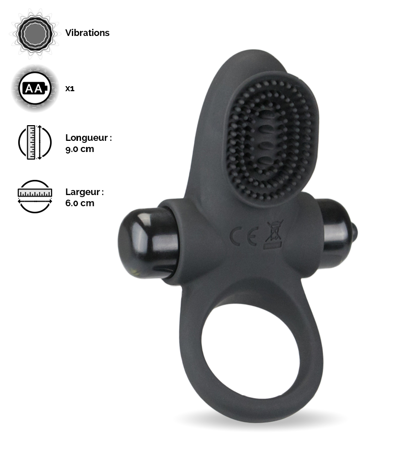 Cockring vibrant avec stimulateur clito cunnilingus