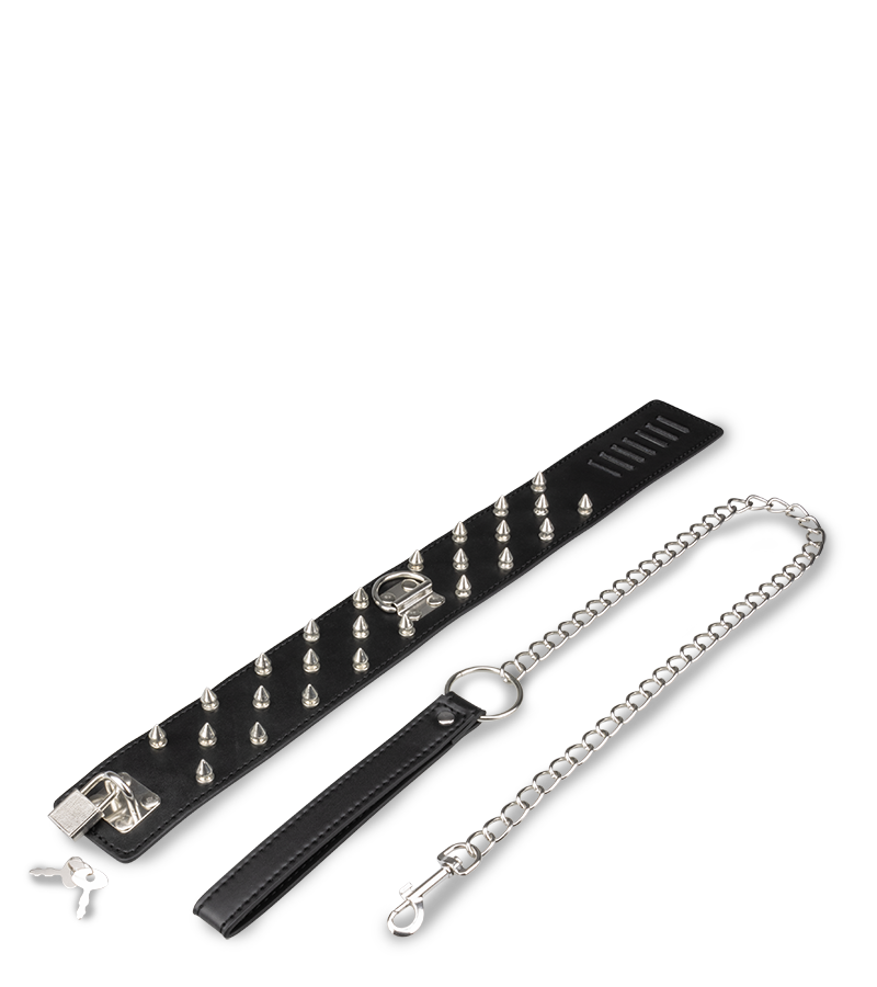 Collier BDSM pointes et chaîne