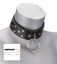 Charger l'image dans la galerie, Collier BDSM rivets et anneaux avec laisse