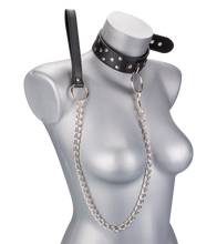 Charger l'image dans la galerie, Collier BDSM rivets et anneaux avec laisse