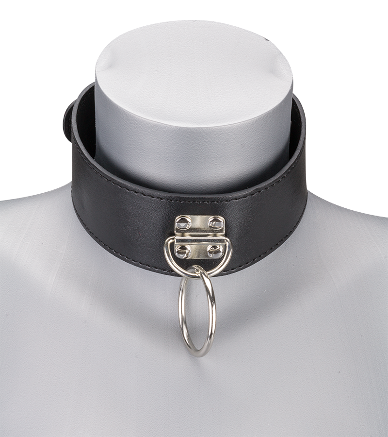 Collier BDSM similicuir 1 anneau + laisse