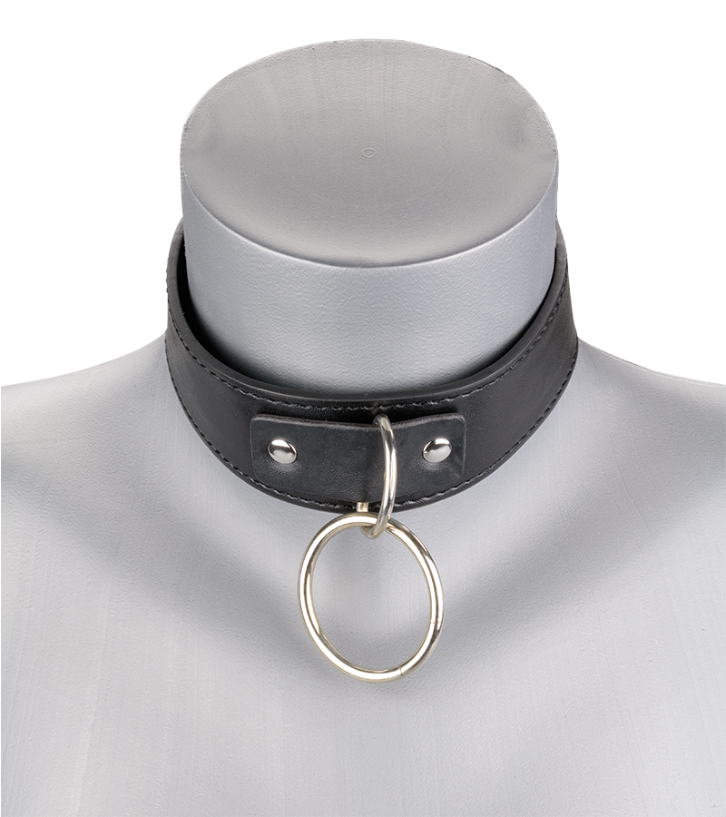 Collier cuir BDSM 1 anneau avec chaine