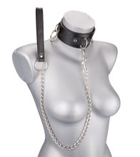 Charger l'image dans la galerie, Collier cuir BDSM 3 anneaux + laisse